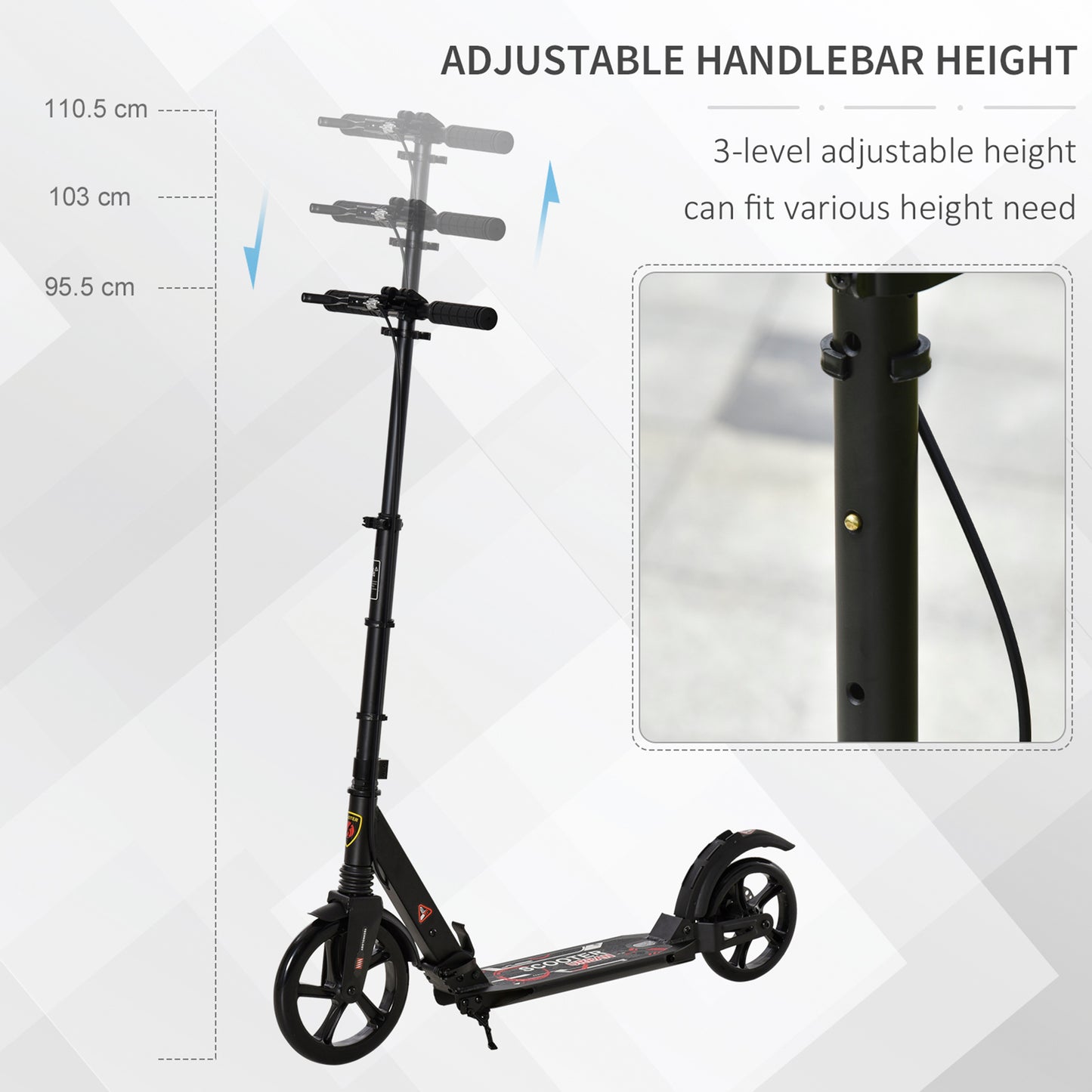 Kick Scooter, Folding 2 Wheel Scooter with Dual Brake System