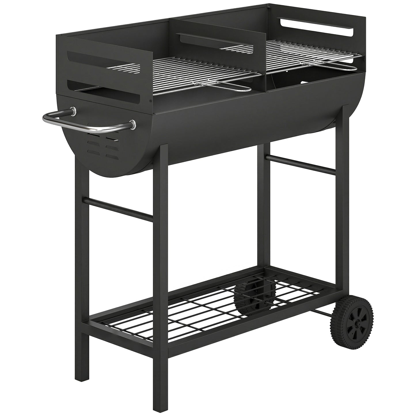 Charcoal Barbecue Grill with 2 Cooking Areas
