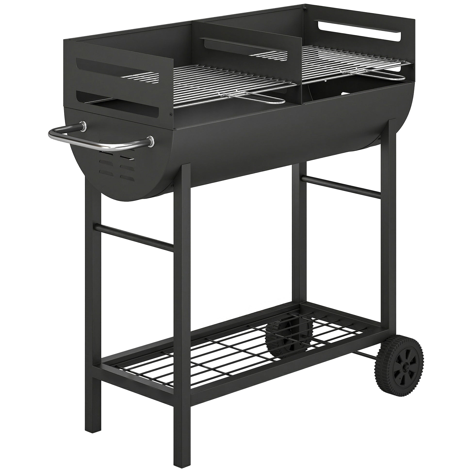 Charcoal Barbecue Grill with 2 Cooking Areas