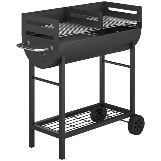 Charcoal Barbecue Grill with 2 Cooking Areas