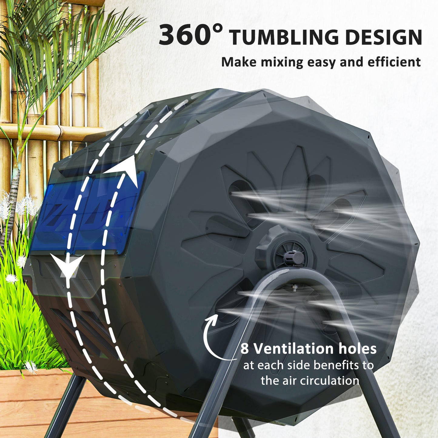 160L 360° Rotating Dual Chamber Composter