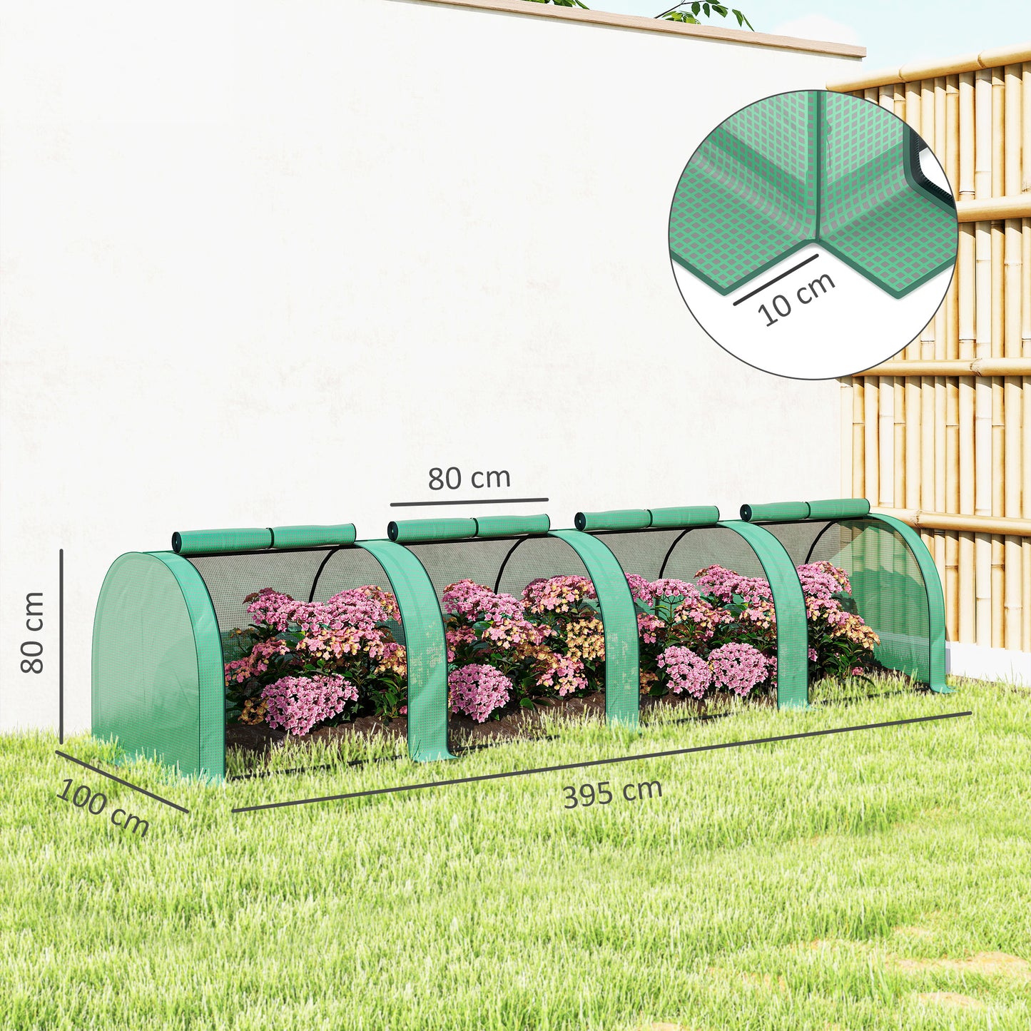 395  x 100 cm Low Tunnel Greenhouse
