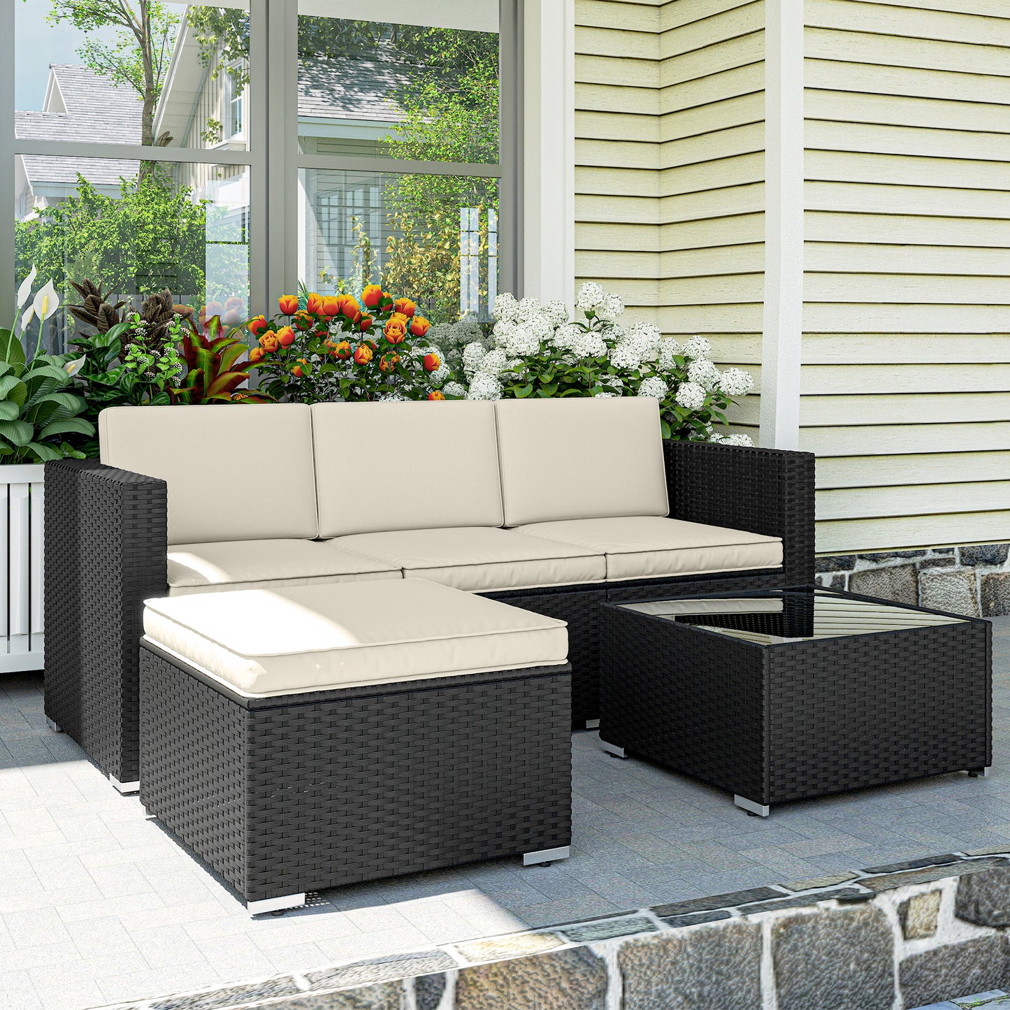 3 Pieces Garden Furniture Set w/ Cushions