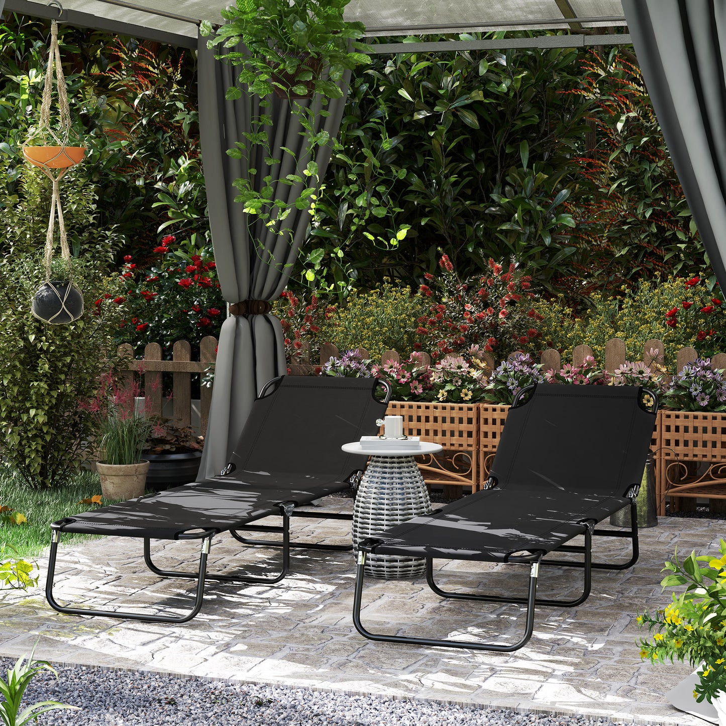 Garden Sun Lounger, with Five-Position Back (3)