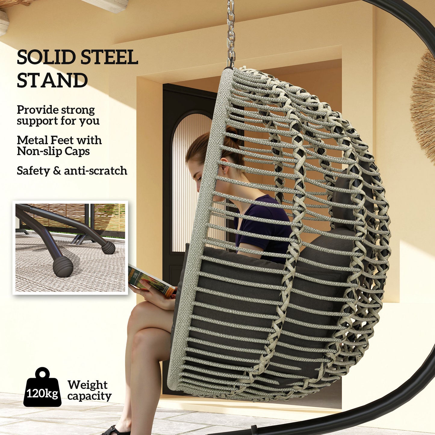 Outdoor Swing Chair with Thick Padded Cushion (1)