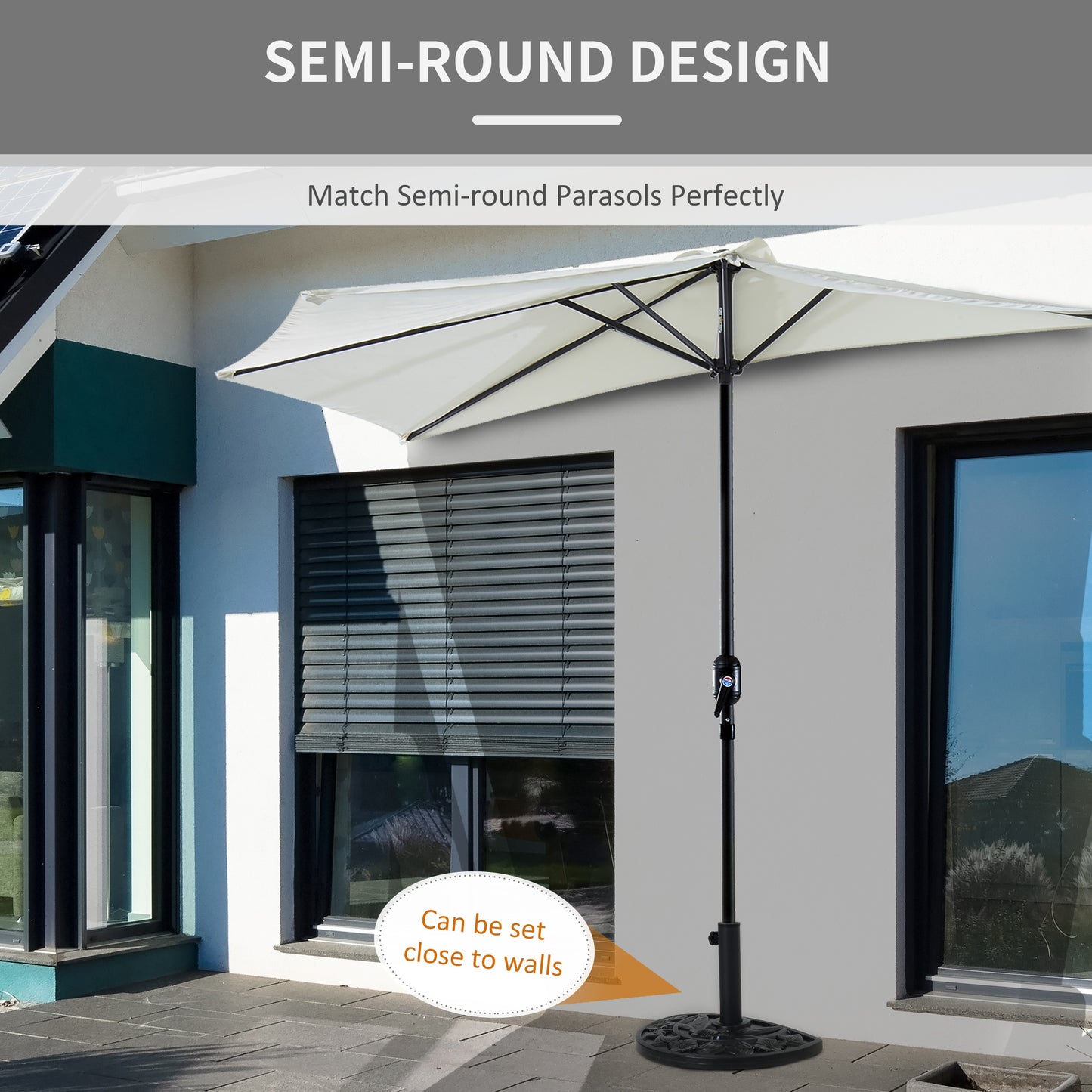 9kg Cement Concrete Half Round Parasol Base Umbrella Stand Garden