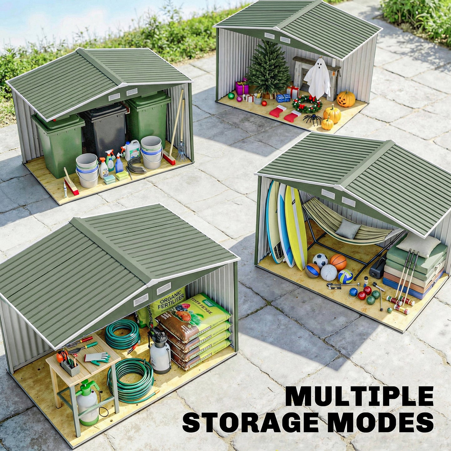 9 x 6ft Metal Garden Shed, Waterproof Outdoor Bike Storage Shed