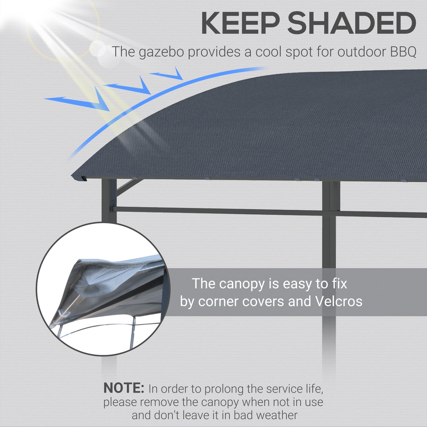 2.2 x 1.5 m BBQ Grill Gazebo Tent, Garden Grill with Metal Frame