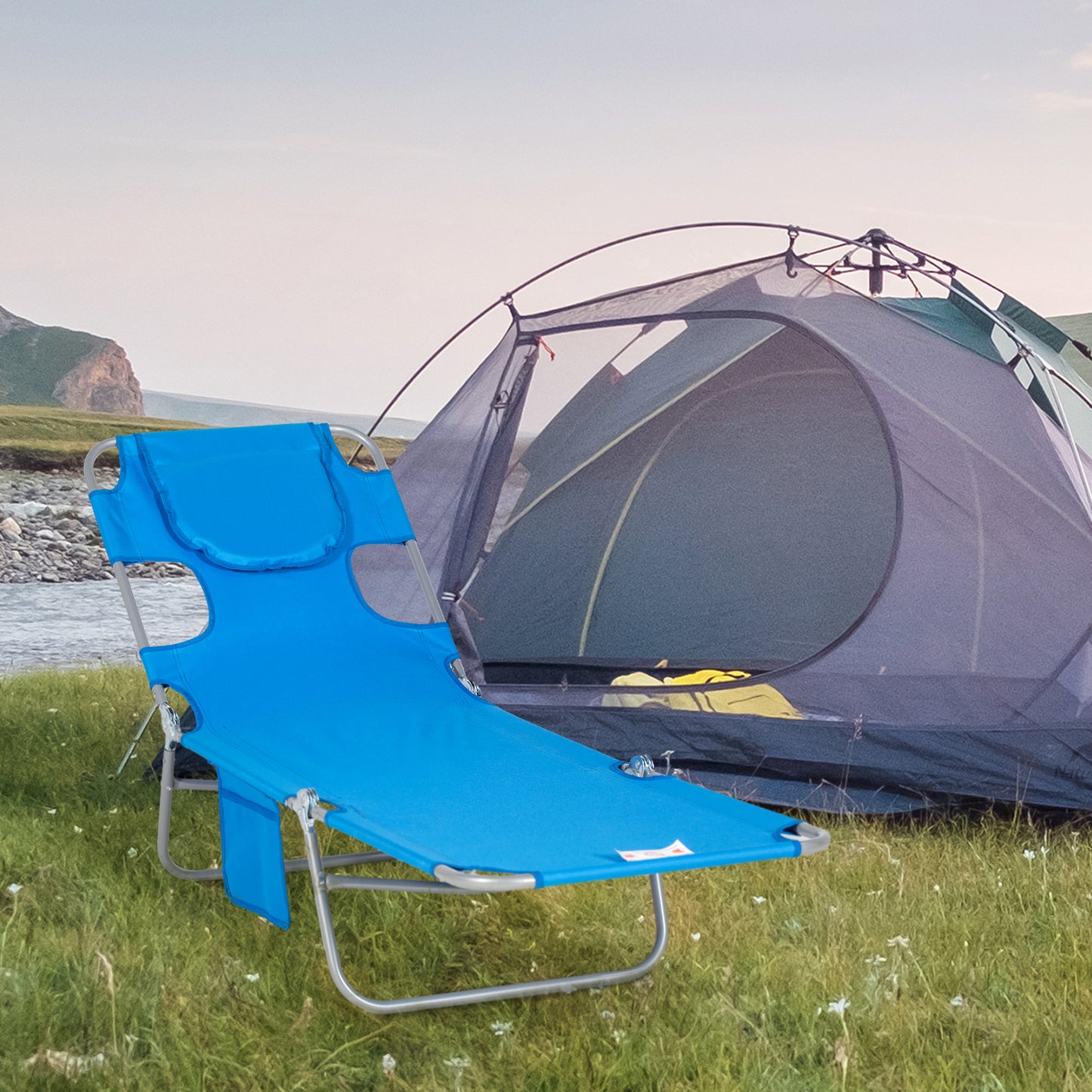 Foldable Sun Lounger with Reading Hole