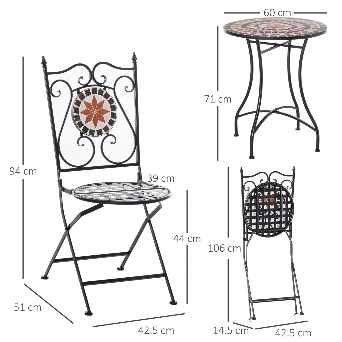 Three-Piece Mosaic Bistro Table Set