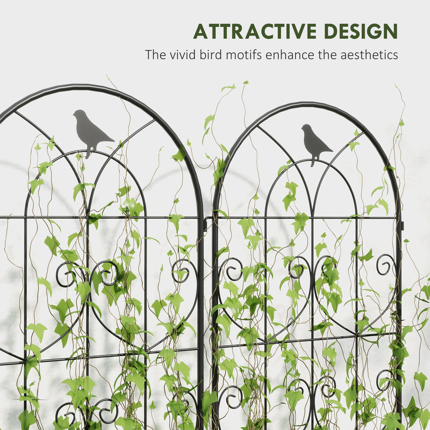 Set of 2 Garden Trellis, Metal Fence Panels (1)