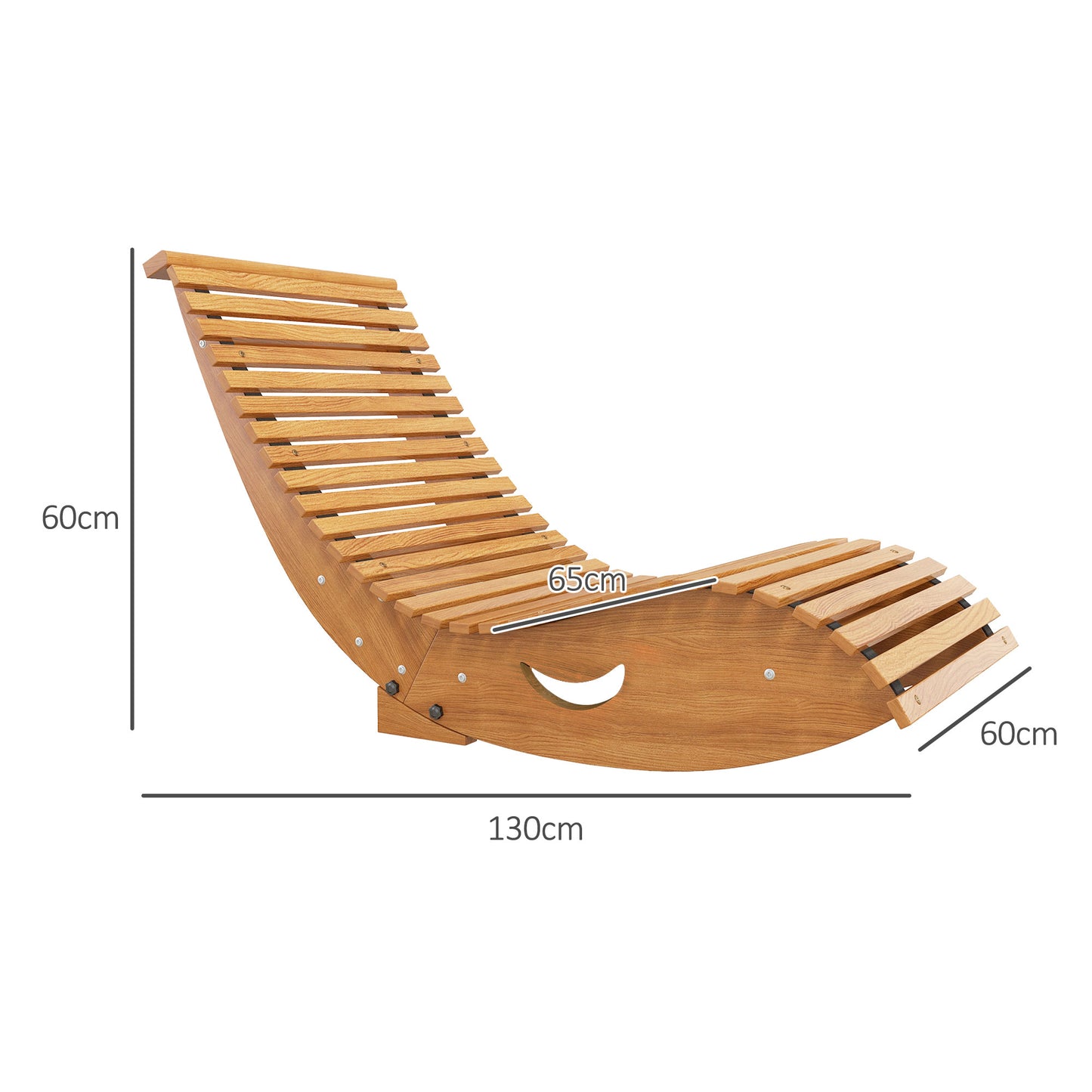 Outdoor Rocking Chair w/ Slatted Seat, Wooden Rocking Chair