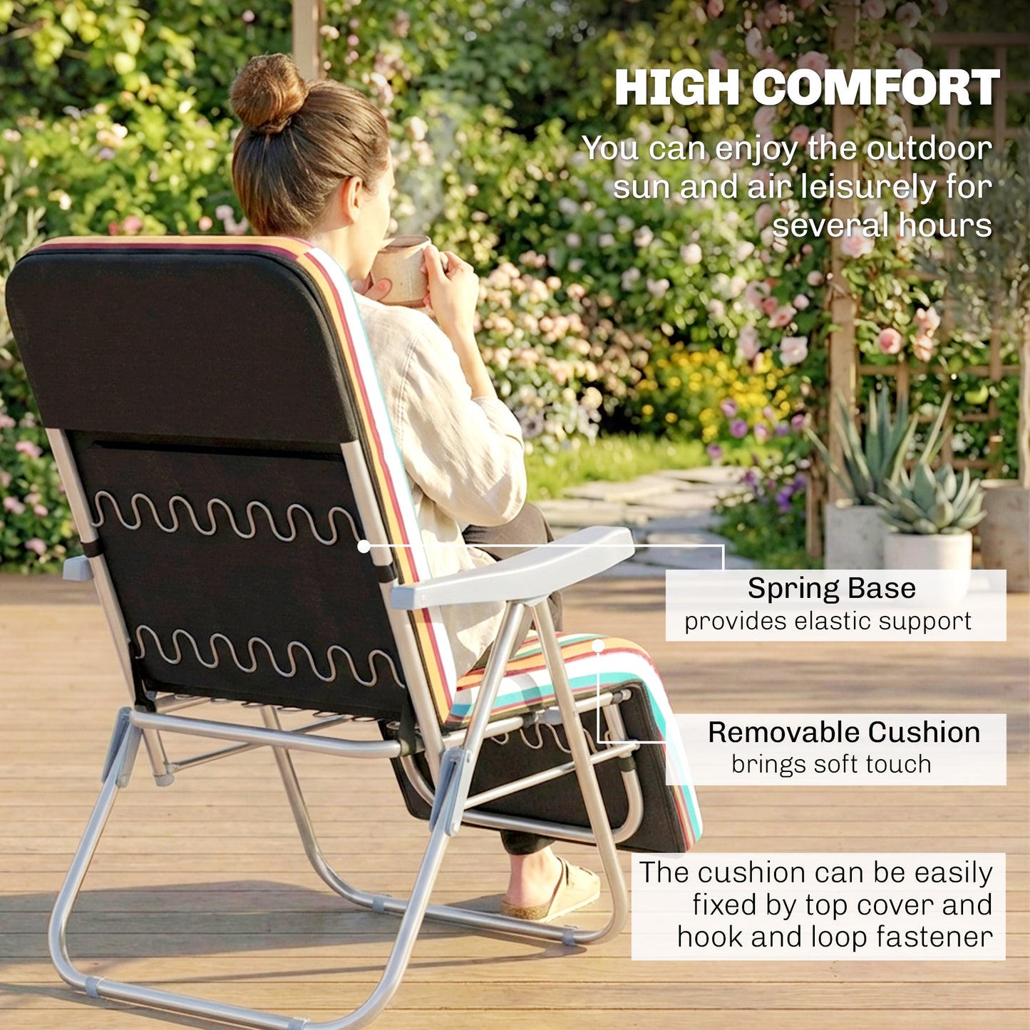 Set of 2 Foldable Patio Sun Lounger with Adjustable Backrest (1)