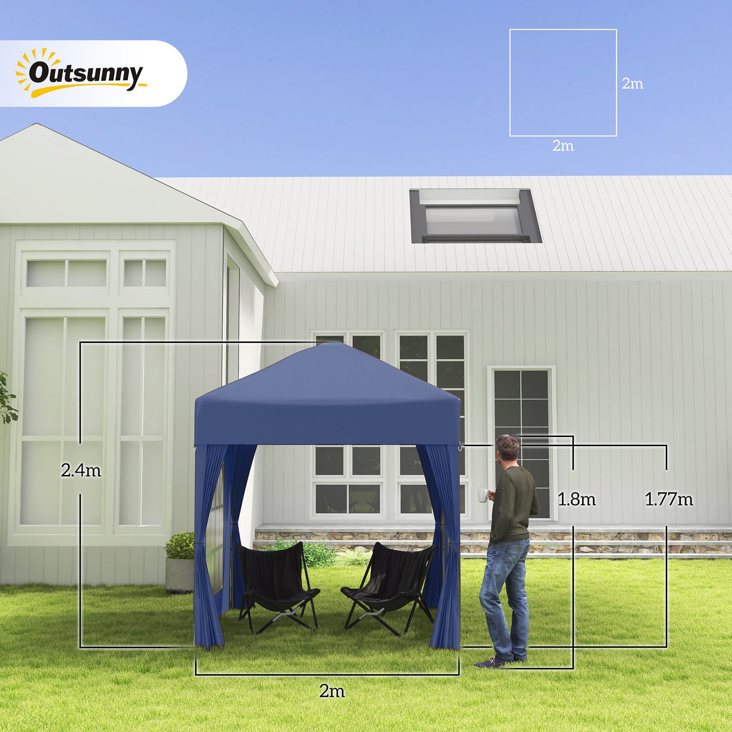 2 x 2 m Garden Pop Up Gazebo, Wedding Party Tent Marquee