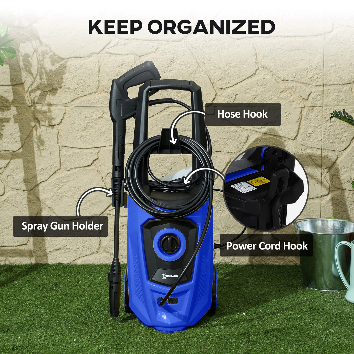High Pressure Washer, 150 Bar Pressure, 510 L/h Flow, 1800W