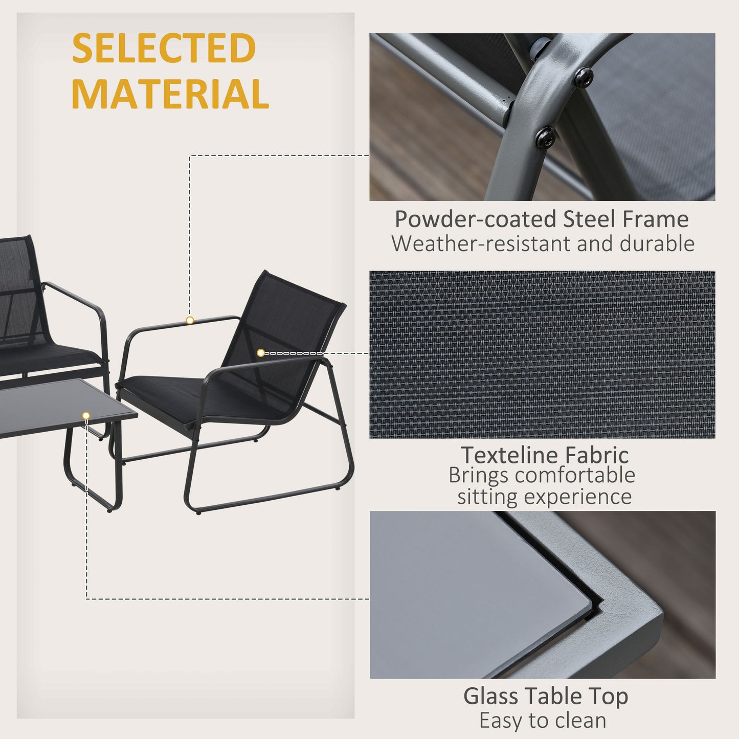 Four-Piece Minimalistic Garden Sofa Set