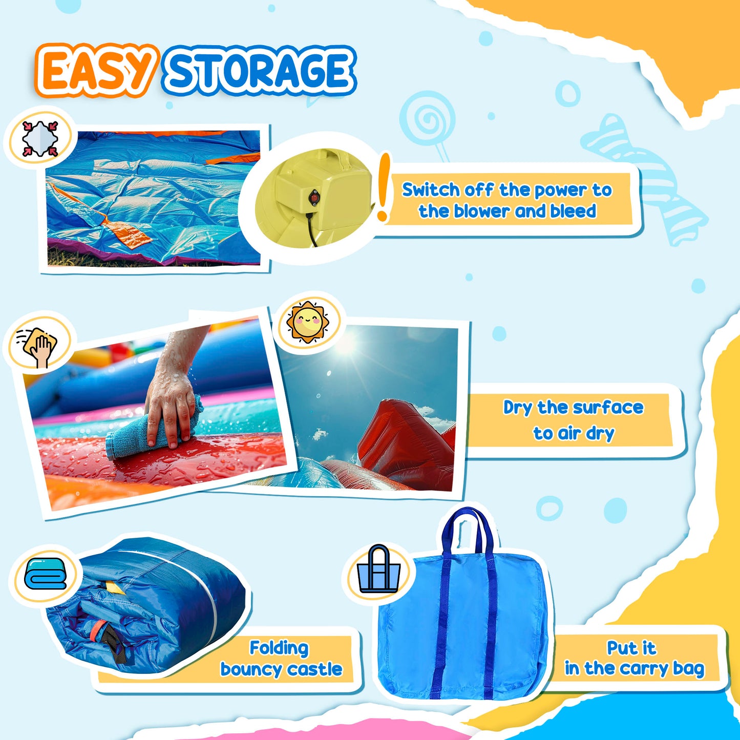 4 in 1 Kids Bouncy Castle Extra Large Double Slides & Trampoline