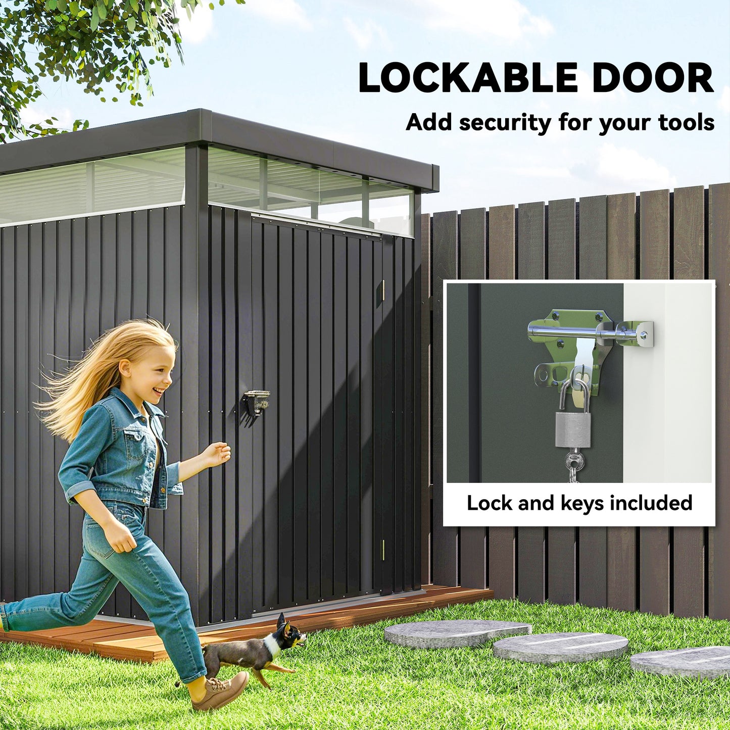 5.3 x 8.5ft Galvanised Steel Garden Shed