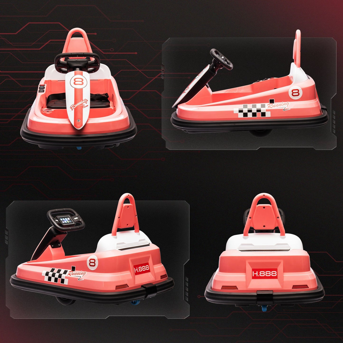 6V Electric Kids Bumper Car, 6V Spin Waltz Car, with Music, Horn