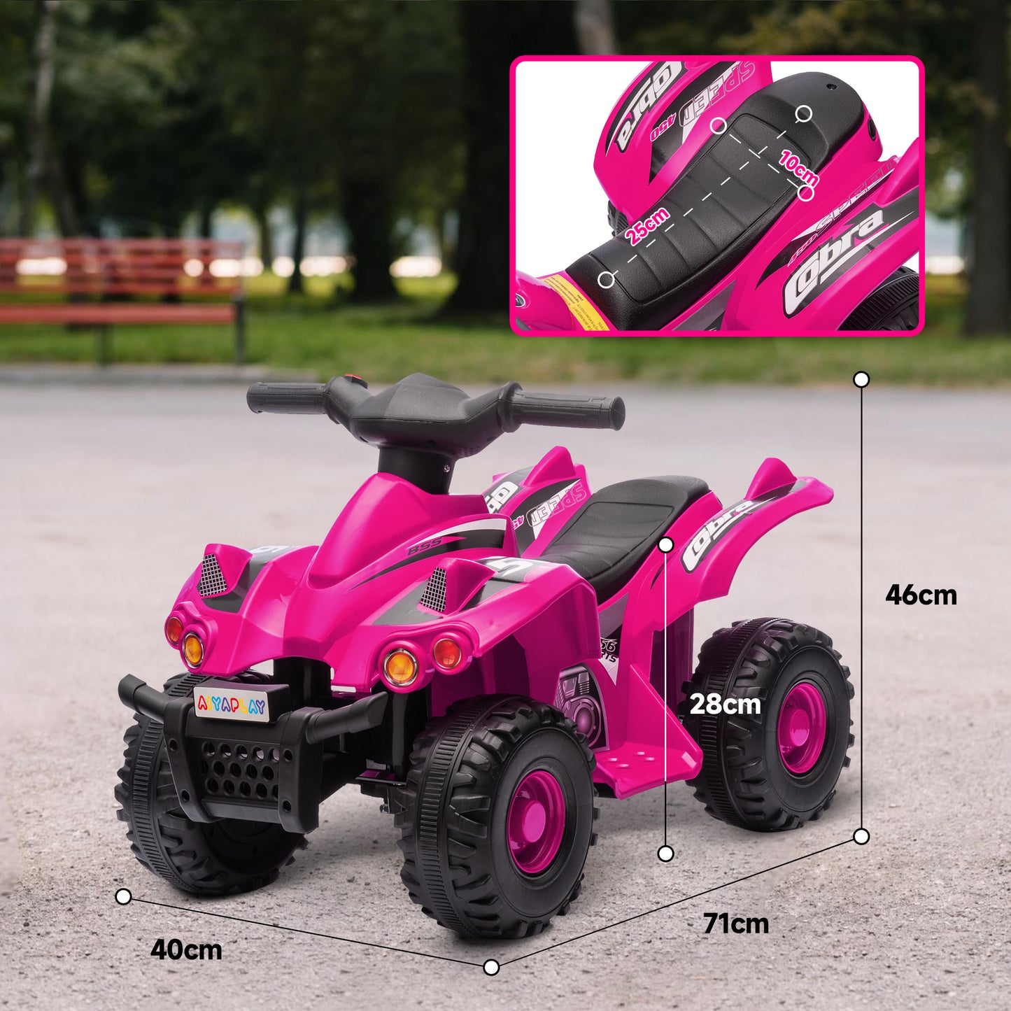 6V Kids Electric Quad Bike w/ Music, Forward Function, for 2-6 Years