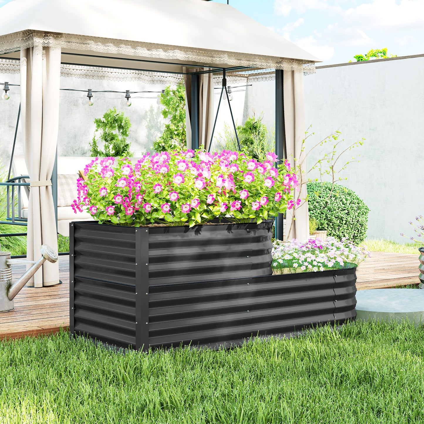 Two-Tier Galvanised Steel Garden Planter (1)