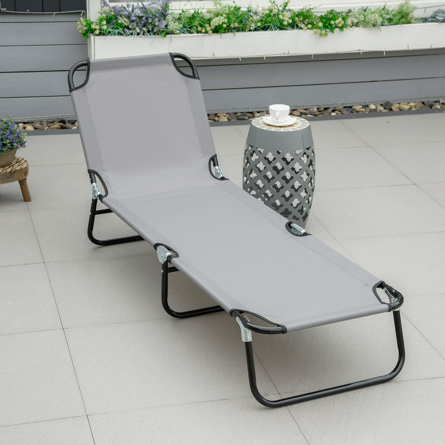 Foldable Sun Lounger with 5-Position Adjustable Backrest (1)