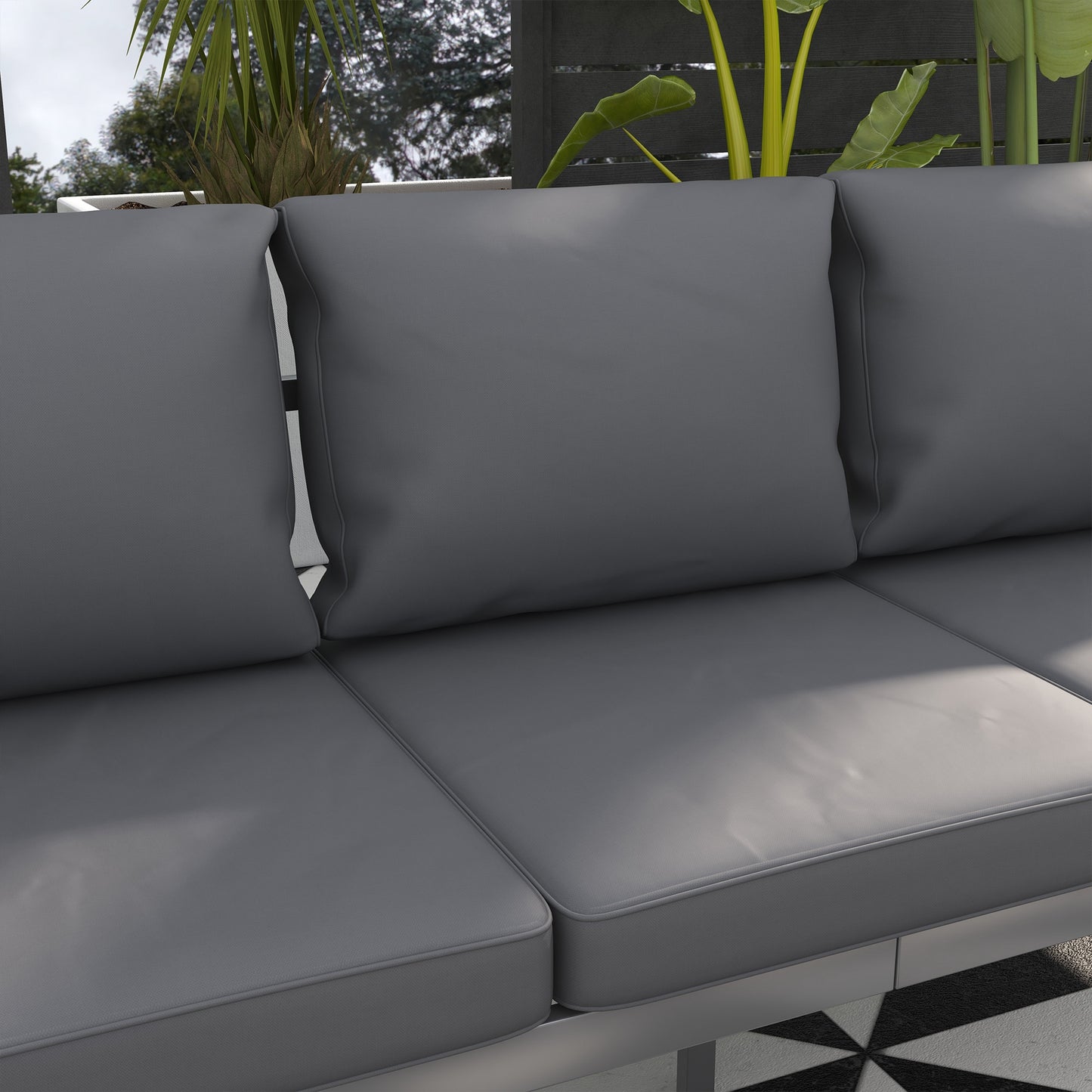 Aluminium Three-Seater Garden Bench, with Cushions