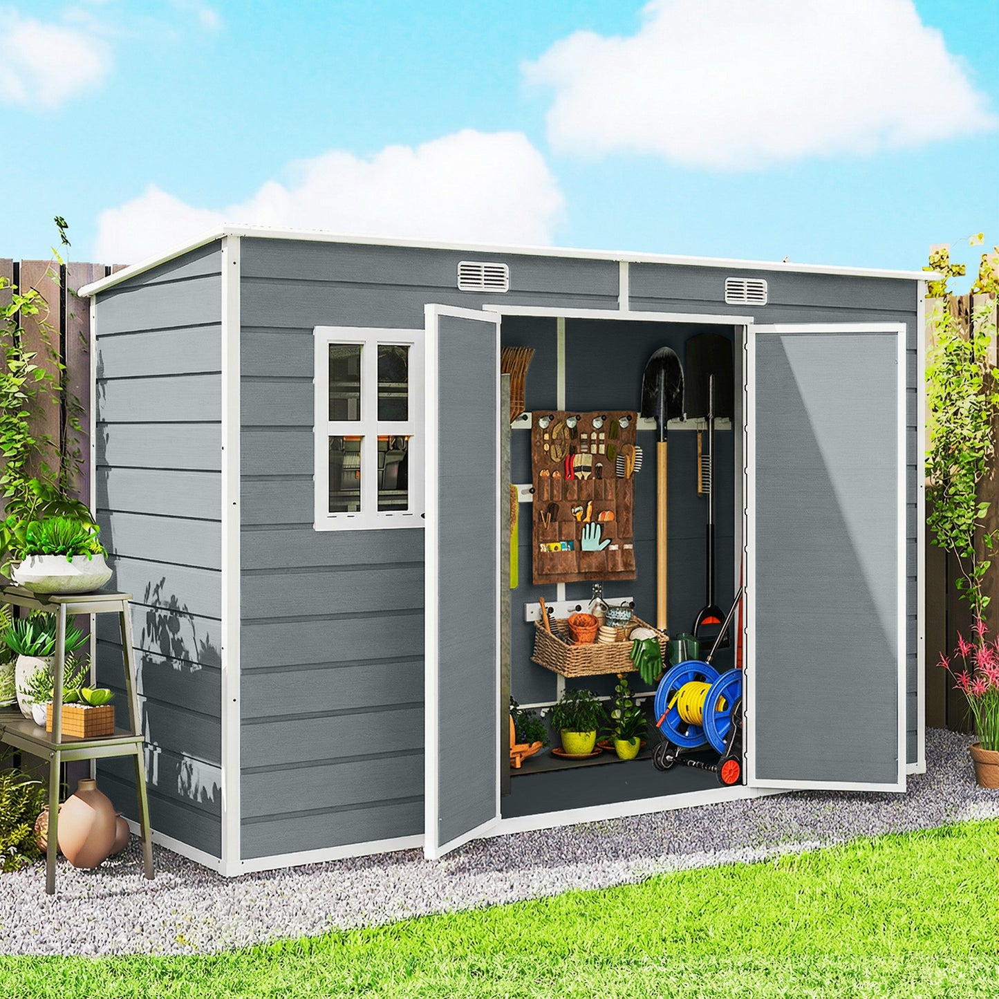 10 x 4 ft Resin Garden Shed, Outdoor Storage Shed with Floor