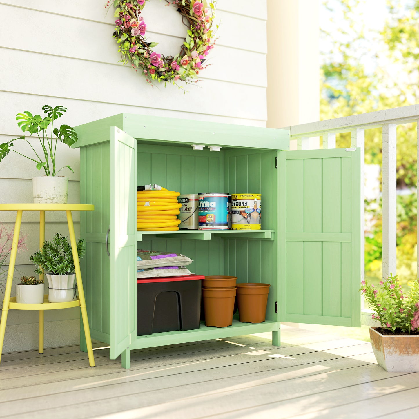 Small Shed, Wooden Garden Shed with Openable Hinged Roof (1)