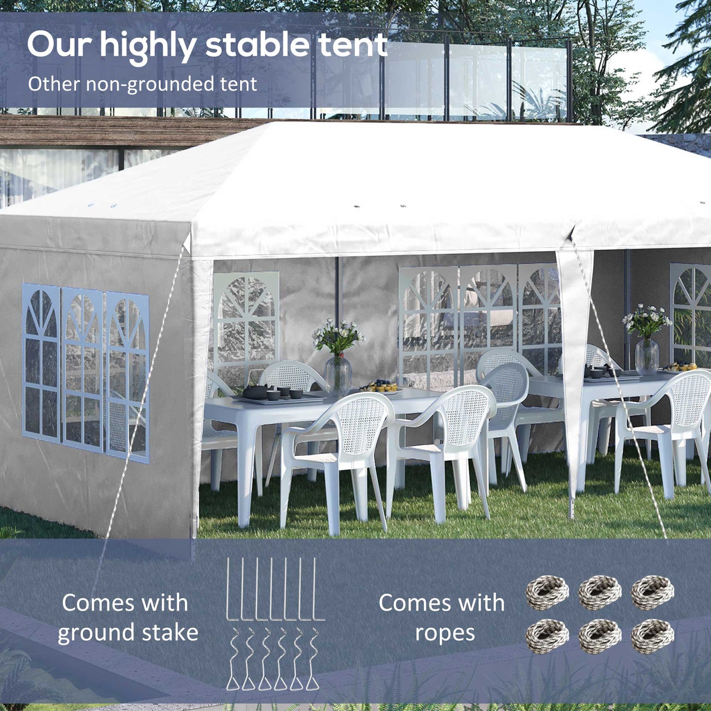 3 x 6m Pop Up Gazebo, Height Adjustable Marquee Party Tent