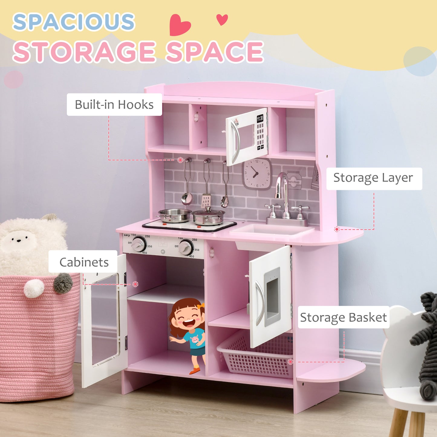 Kids Kitchen Playset, with Lights, Sounds, Microwave, Sink and Storage