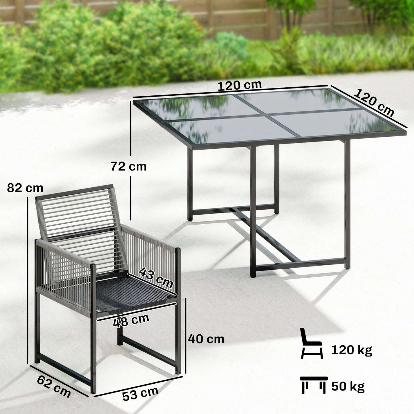 5 Pieces Garden Dining Set, Outdoor Patio Cube Set