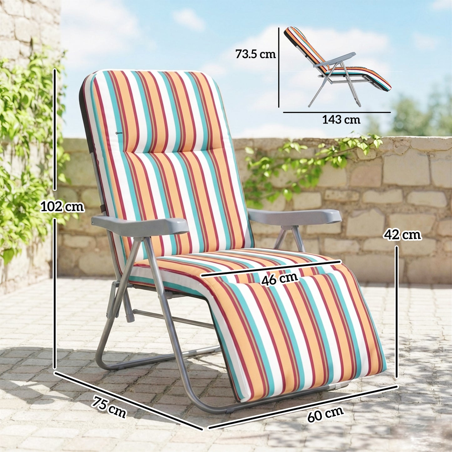 Set of 2 Foldable Patio Sun Lounger with Adjustable Backrest (1)