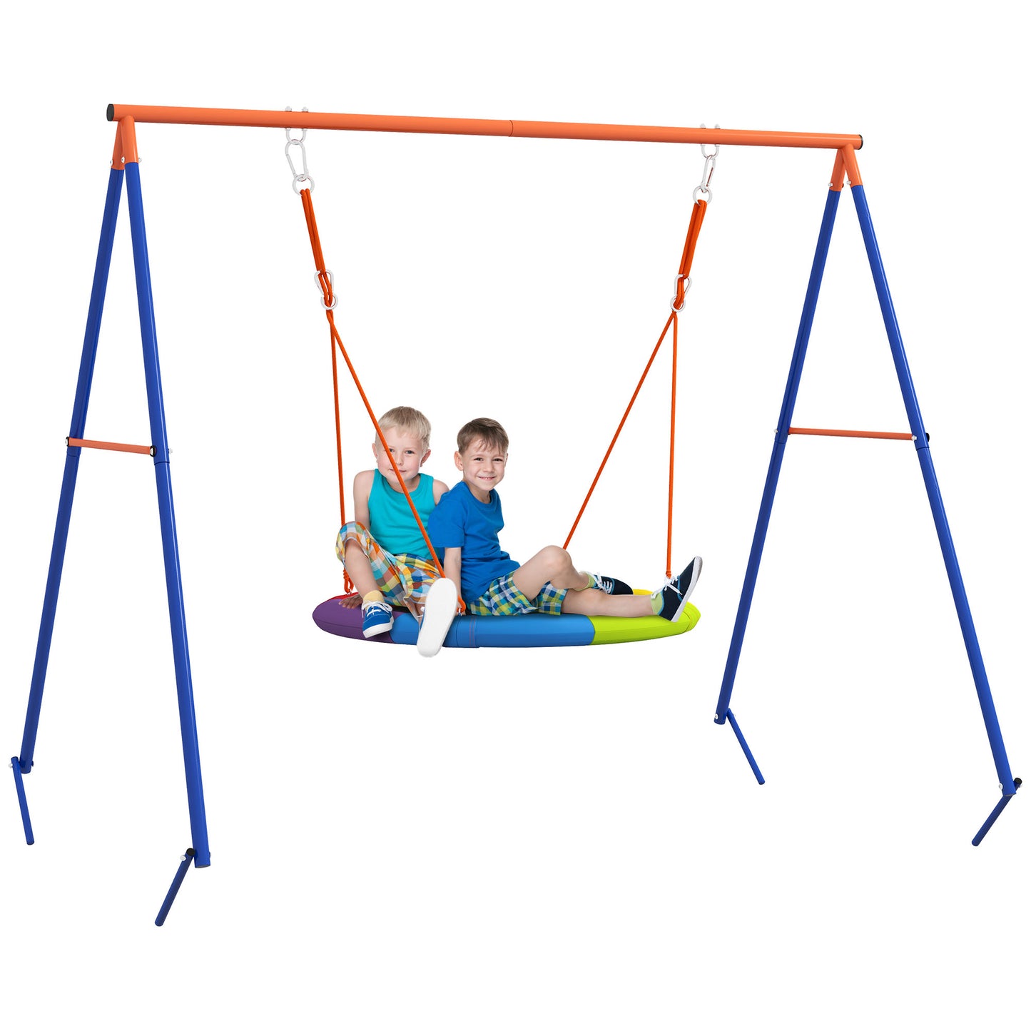 Metal Kids Swing Set Nest Swing Seat with A-Frame Structure