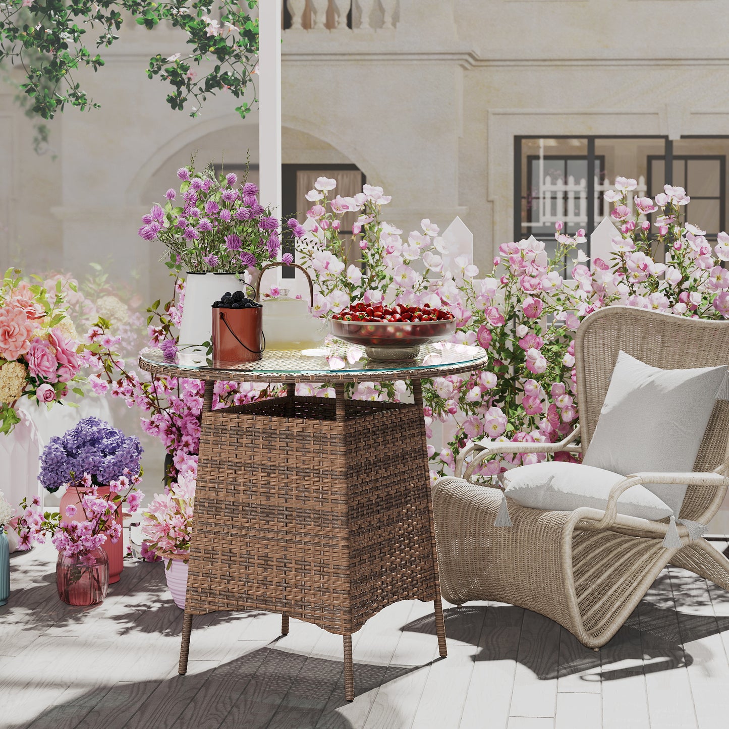 Wicker Garden Rattan Table