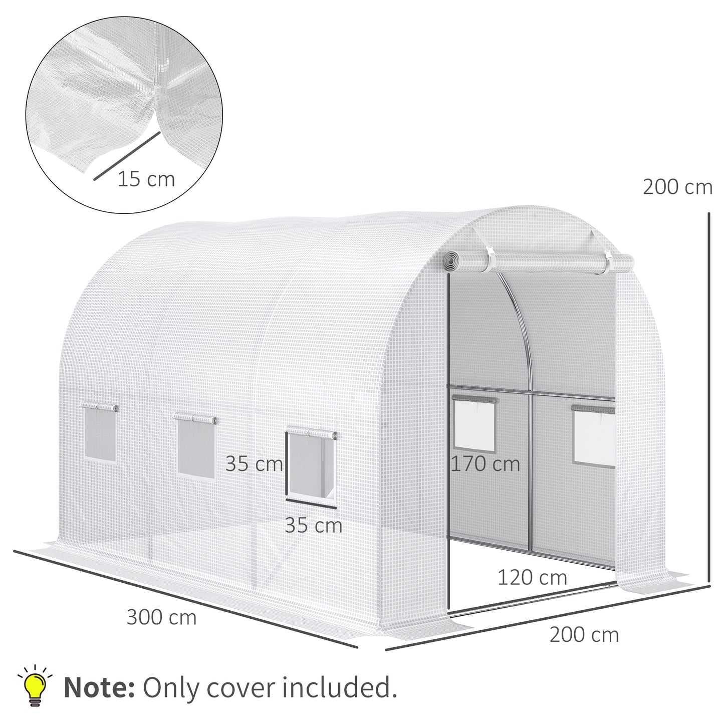 3 x 2 x 2m Polytunnel Greenhouse Replacement Cover ONLY Winter