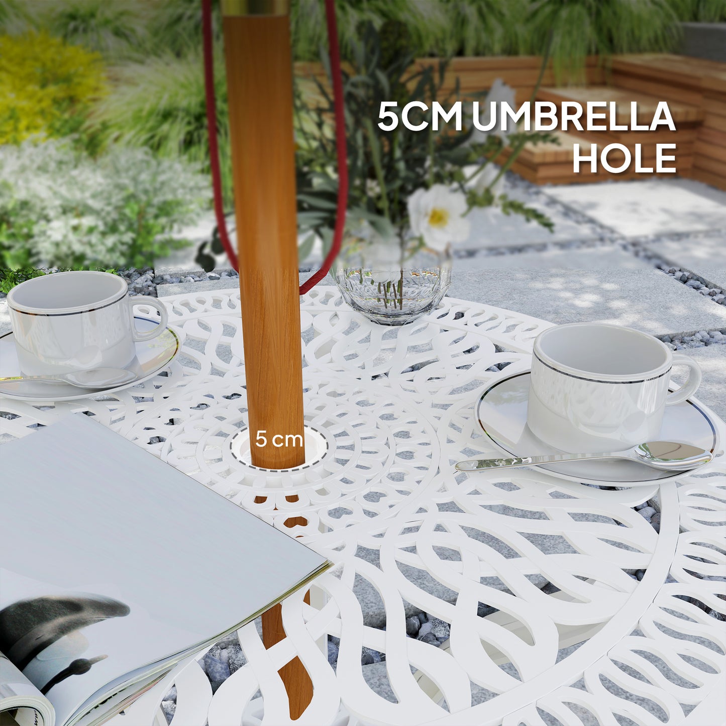 3 Piece Garden Bistro Set, Cast Aluminium Outdoor Furniture Set