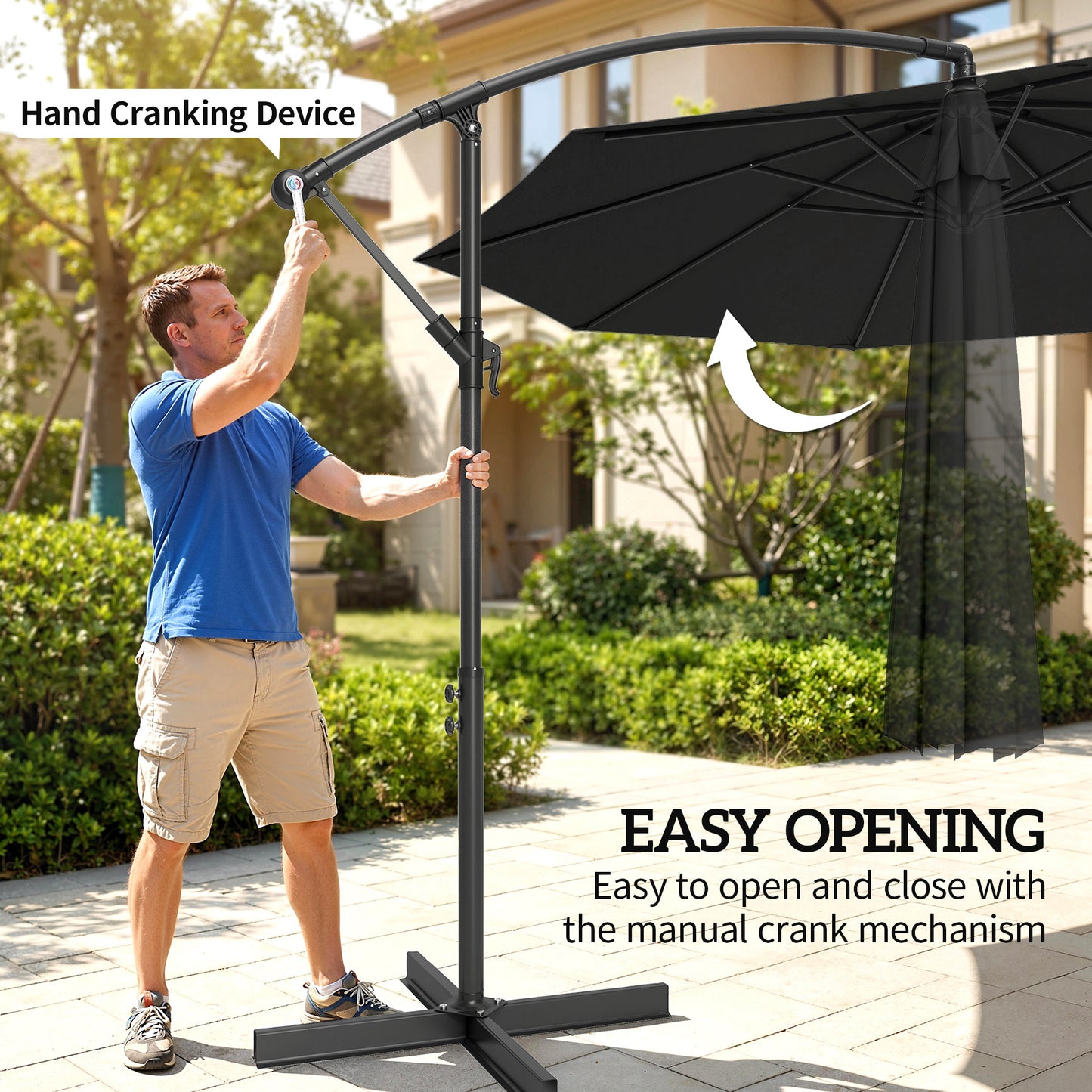 3m Overhanging Cantilever Parasol, with Cross Base (3)