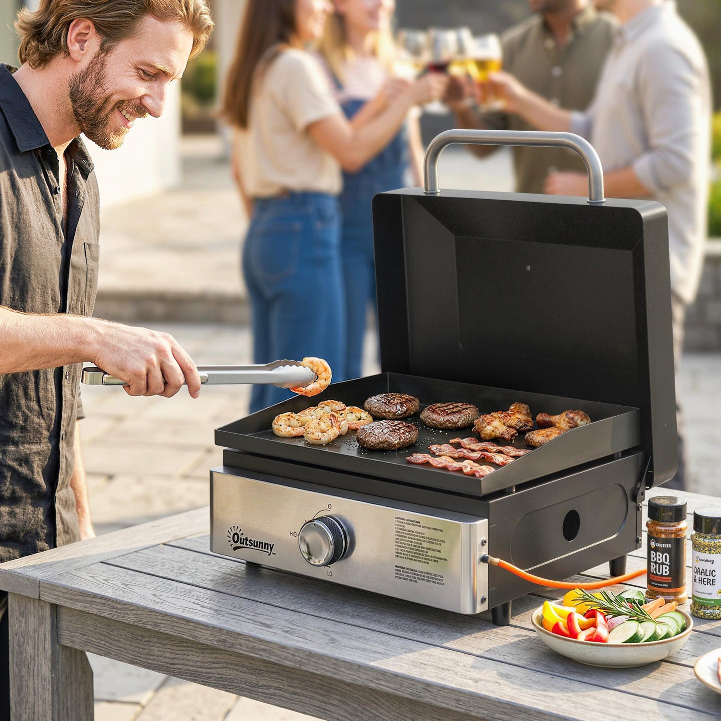 Grill Griddle, Portable Gas Plancha, 3.5 kW