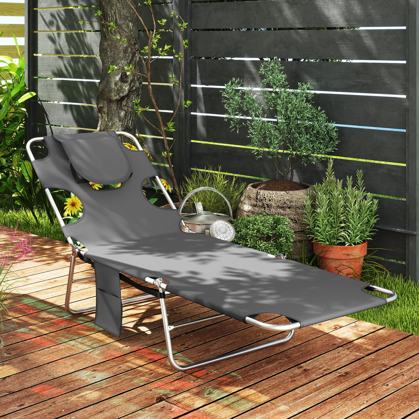 Reclining Face Hole Sun Lounger