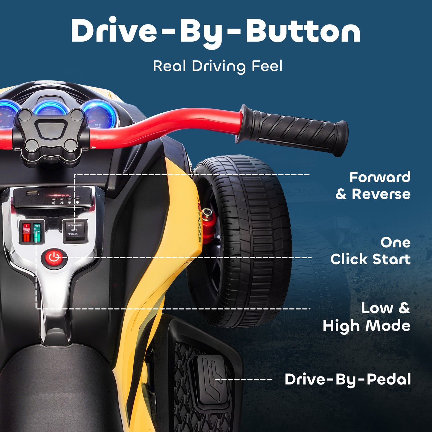 12V Kids Electric Ride On Car with 3 Wheeler, MP3 Player, Horn