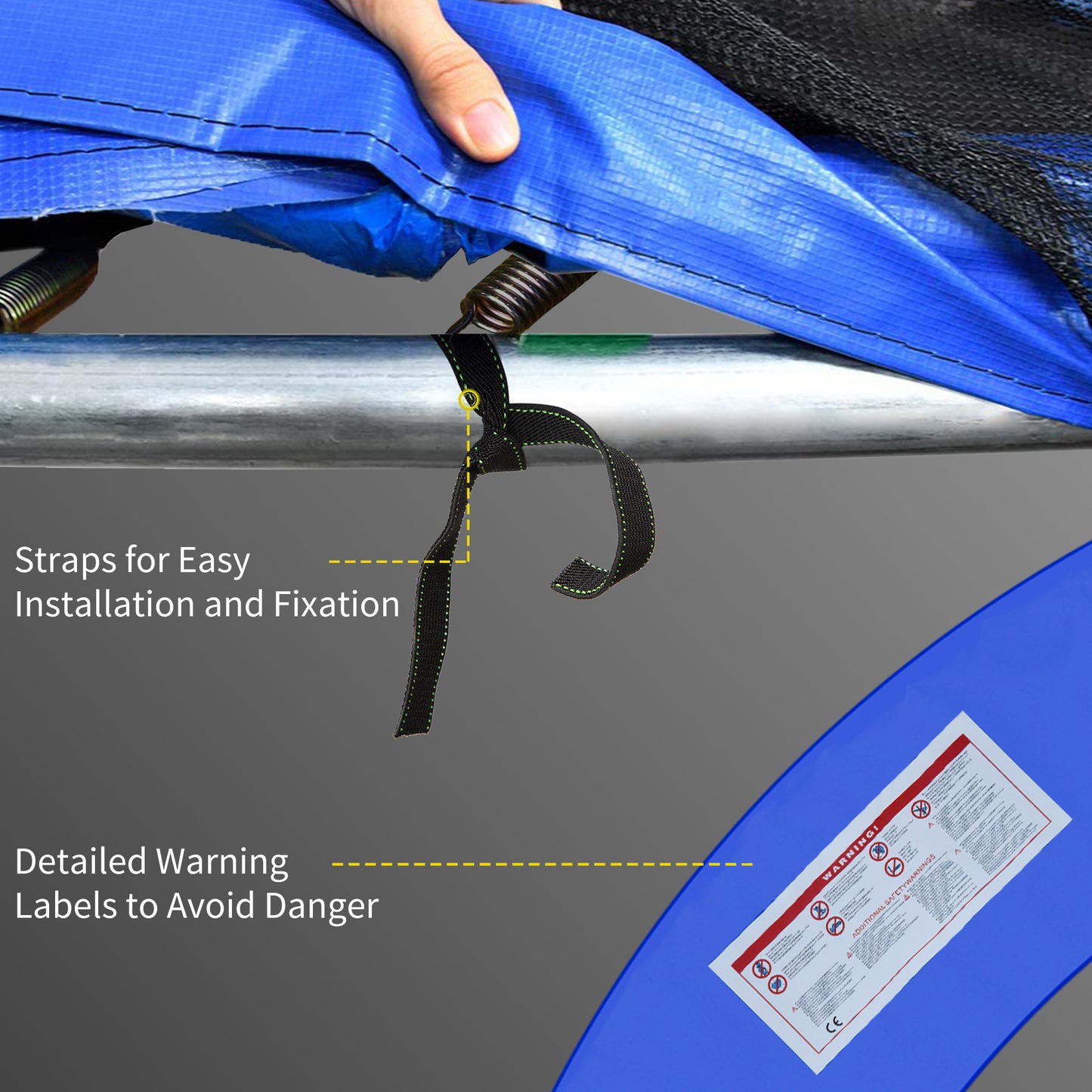 12FT Replacement Trampoline Pad Thick Foam Safety Φ366cm Spring (1)