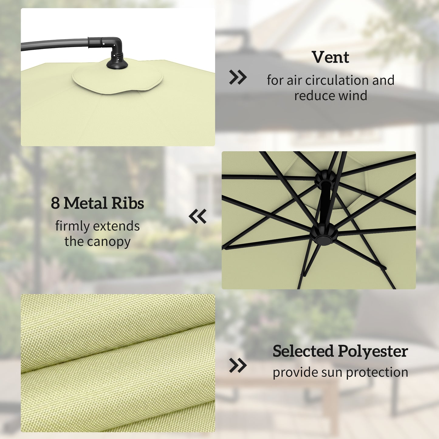 3m Overhanging Parasol, with Base, Weights and Cover