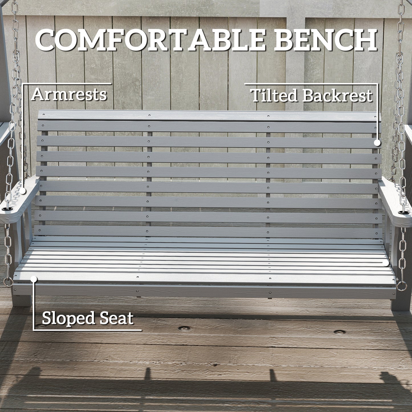 Three-Seater Wooden Swing Bench
