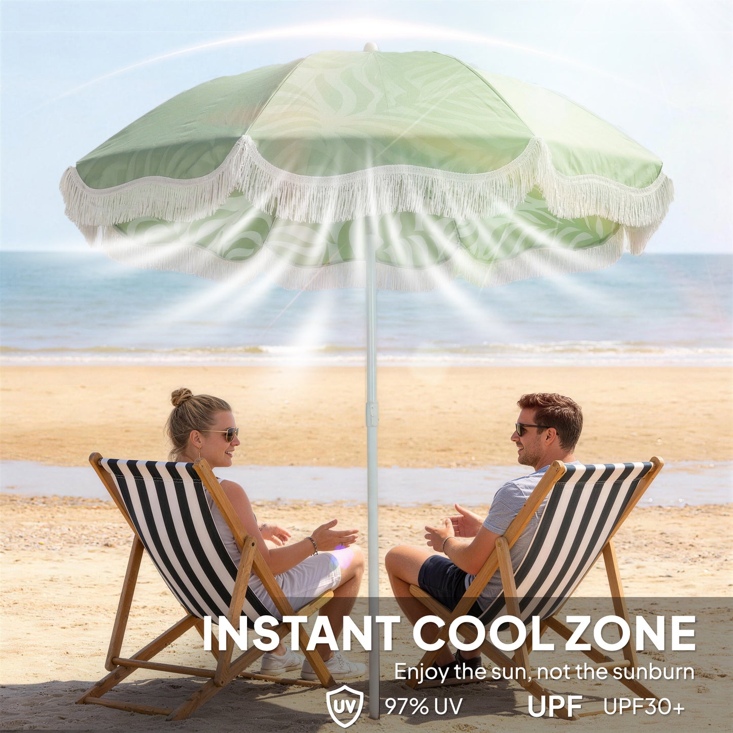 1.8 m Beach Umbrella Parasol with Sand Anchor