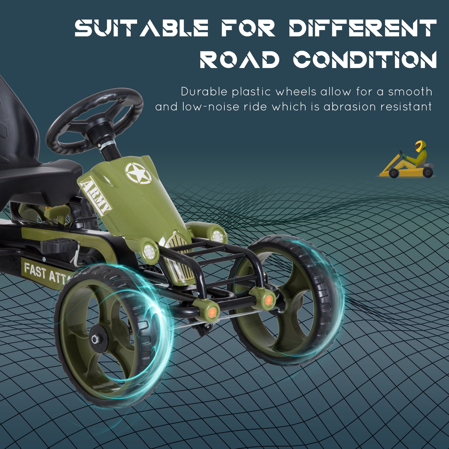 Pedal Go Kart, Kids Ride On Racer with EVA Tyres, Manual Clutch