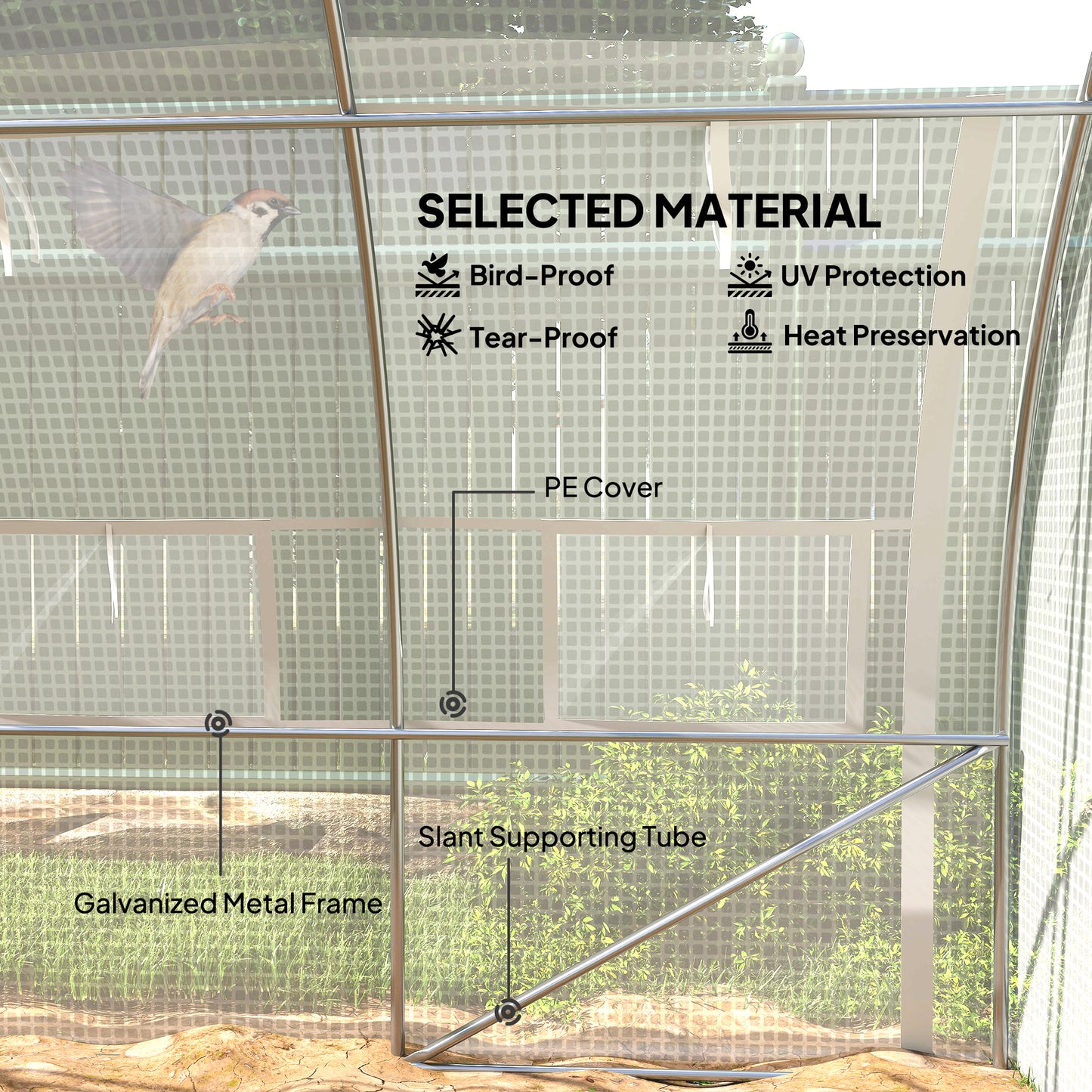 4 x 3 x 2 m Polytunnel Greenhouse with Roll-up Side Walls