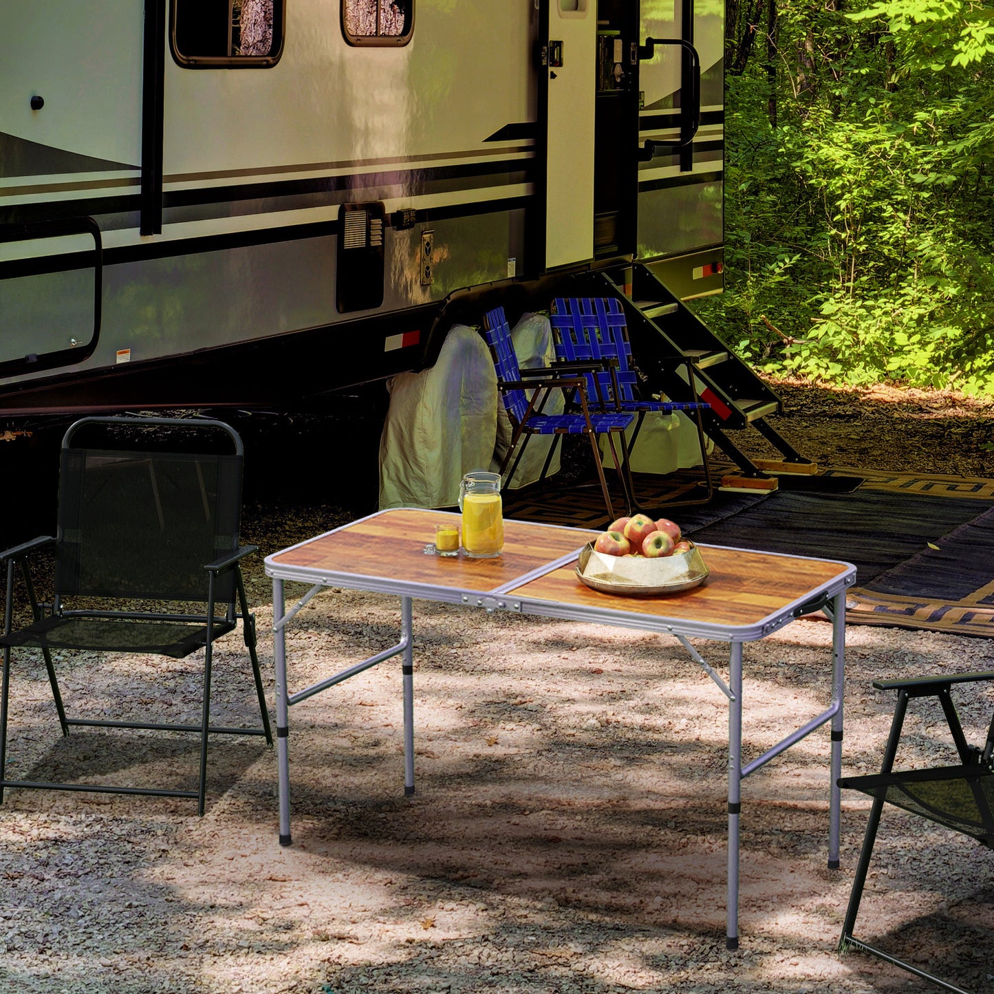 3ft Folding Camping Table Height Adjustable Aluminium Outdoor