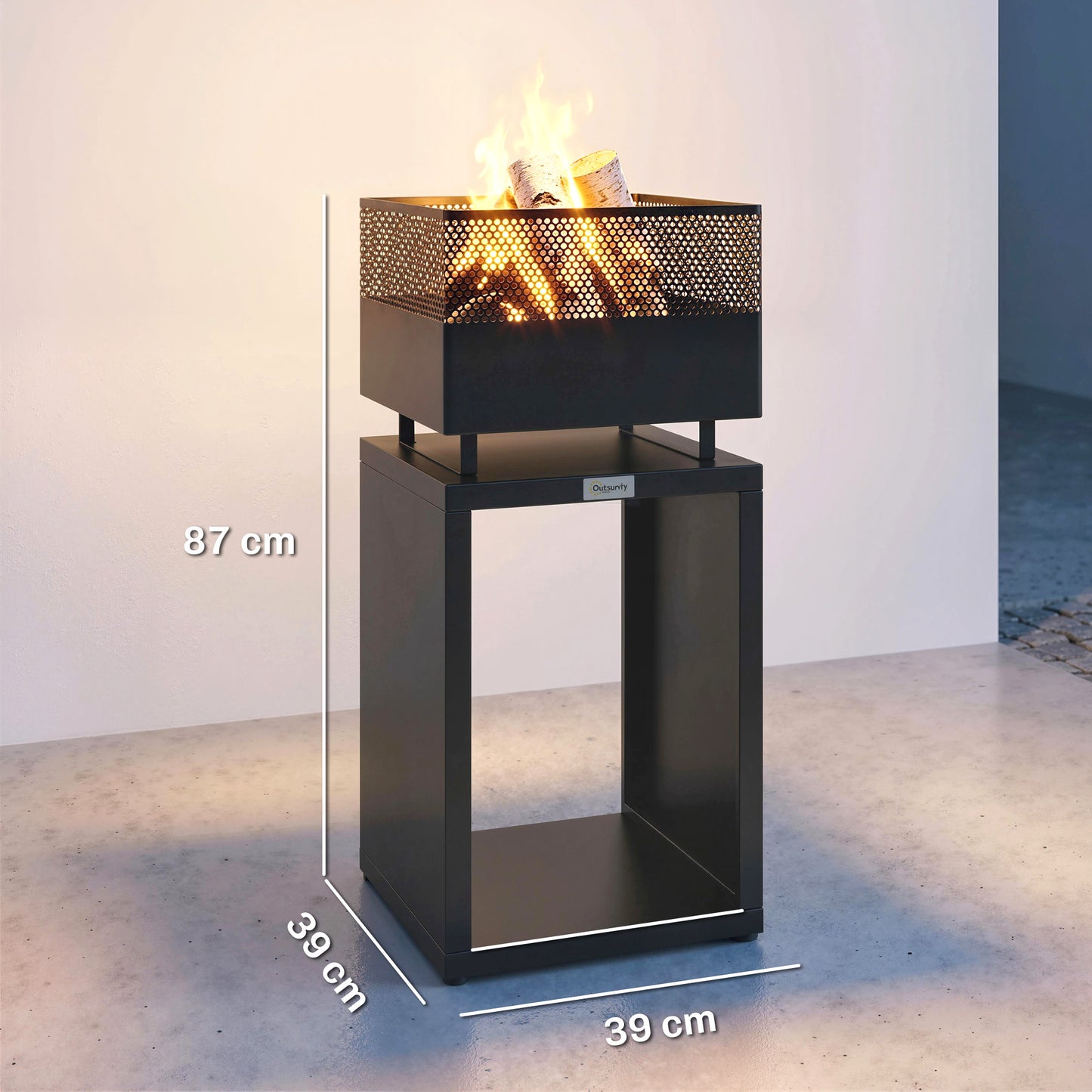 Outdoor Fire Pit with Wood Storage Wood Burning Firepit