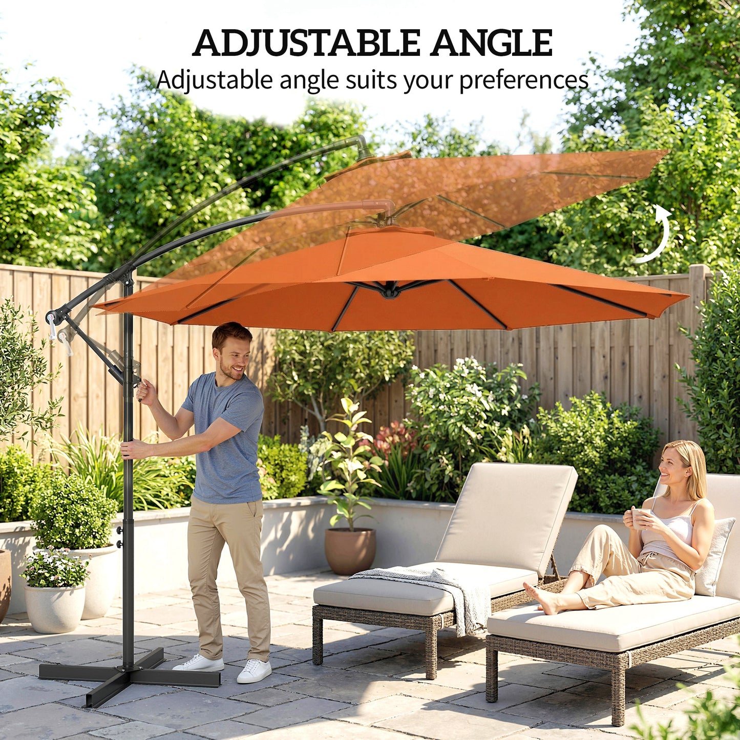 3 m Cantilever Parasol with Cross Base